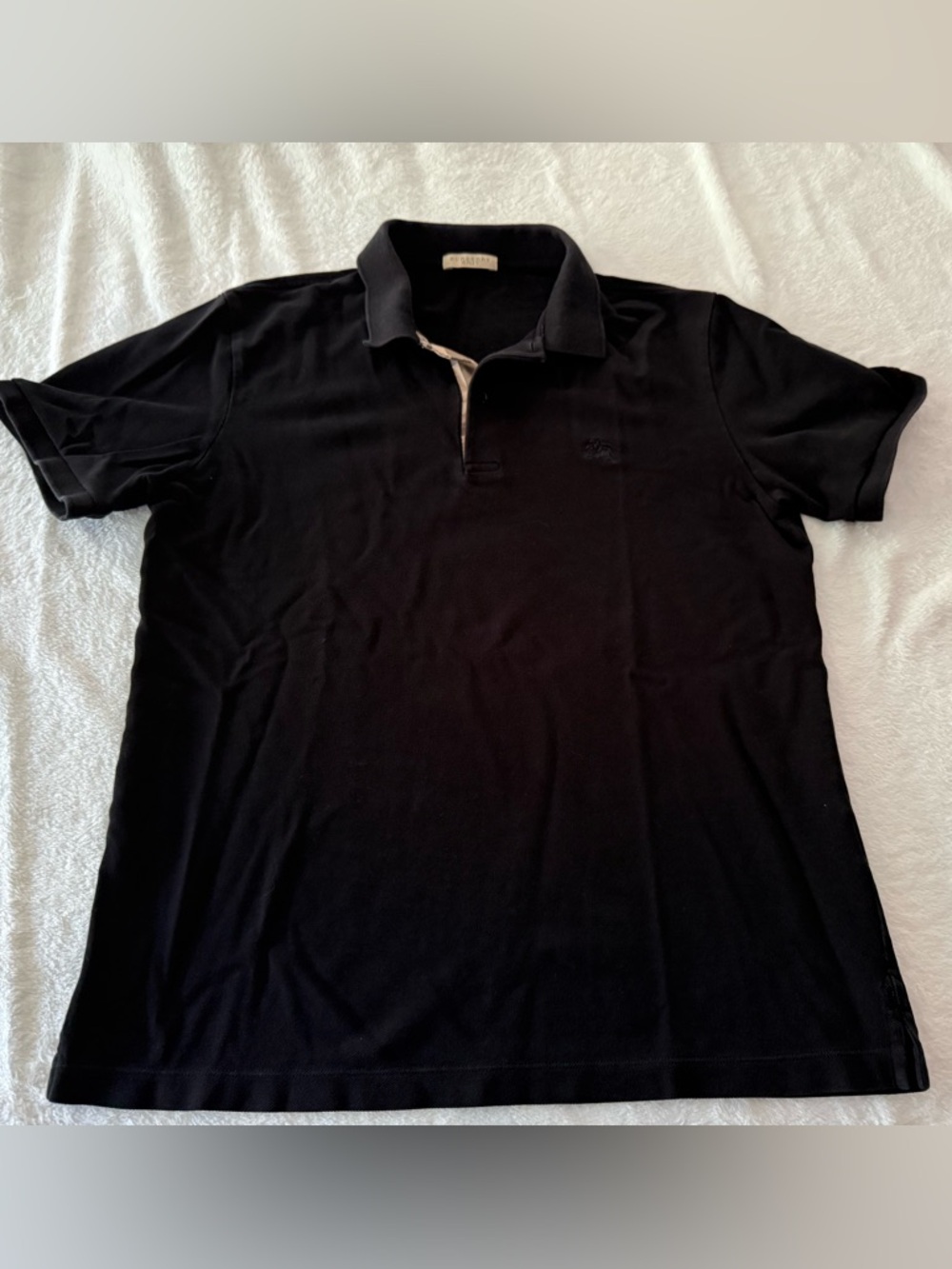Burberry Brit black pique cotton Classic Design Signature Check EKD Shirt L